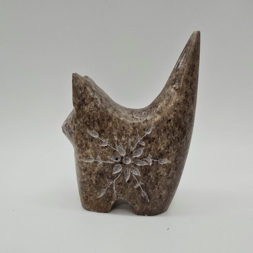 Hand Carved Stone Cat Figurine Figure